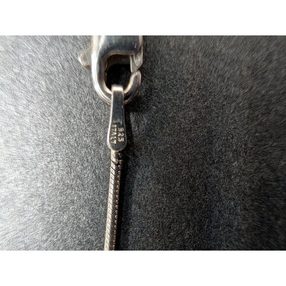 Sterling Silver 925 Italy Snake Chain Necklace With Circular Pendant - Picture 2 of 5